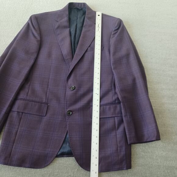 Ted Baker Endurance Jay SPJ Sport Coat Jacket Blazer Mens 40R Purple Plaid Wool - Picture 3 of 9